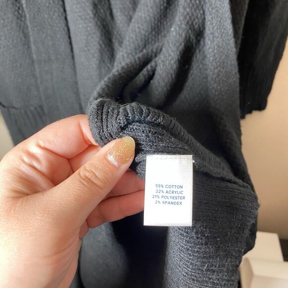 Allison Joy Black Waffle Long Cardigan Size Small Evereve - Picture 4 of 6